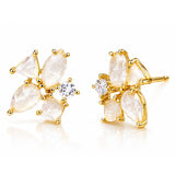 TAI JEWELRY Earrings White Rock Crystal Flower Post Earring