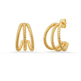 TAI JEWELRY Earrings Wide Twisted Gold Triple Hoops