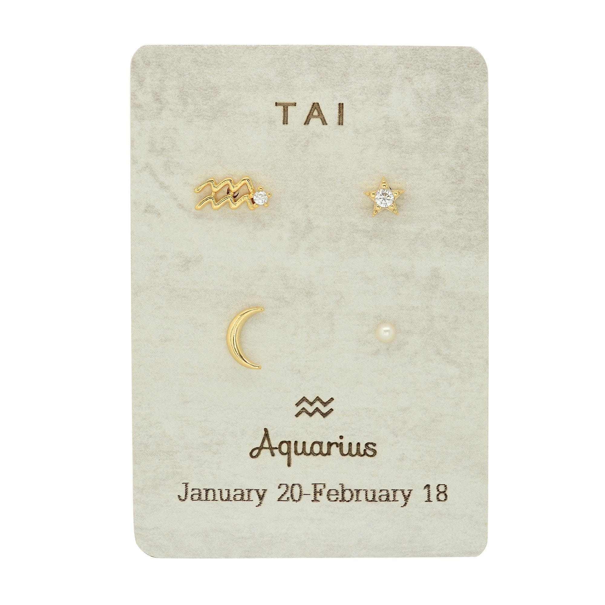 TAI JEWELRY Earrings Aquarius Zodiac Celestial Stud Pack