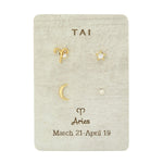 TAI JEWELRY Earrings Aries Zodiac Celestial Stud Pack