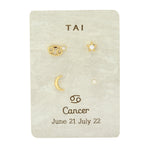 TAI JEWELRY Earrings Cancer Zodiac Celestial Stud Pack