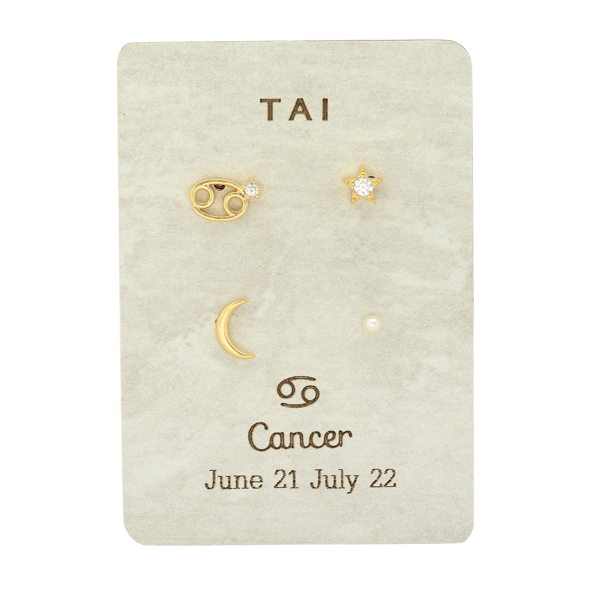 TAI JEWELRY Earrings Cancer Zodiac Celestial Stud Pack