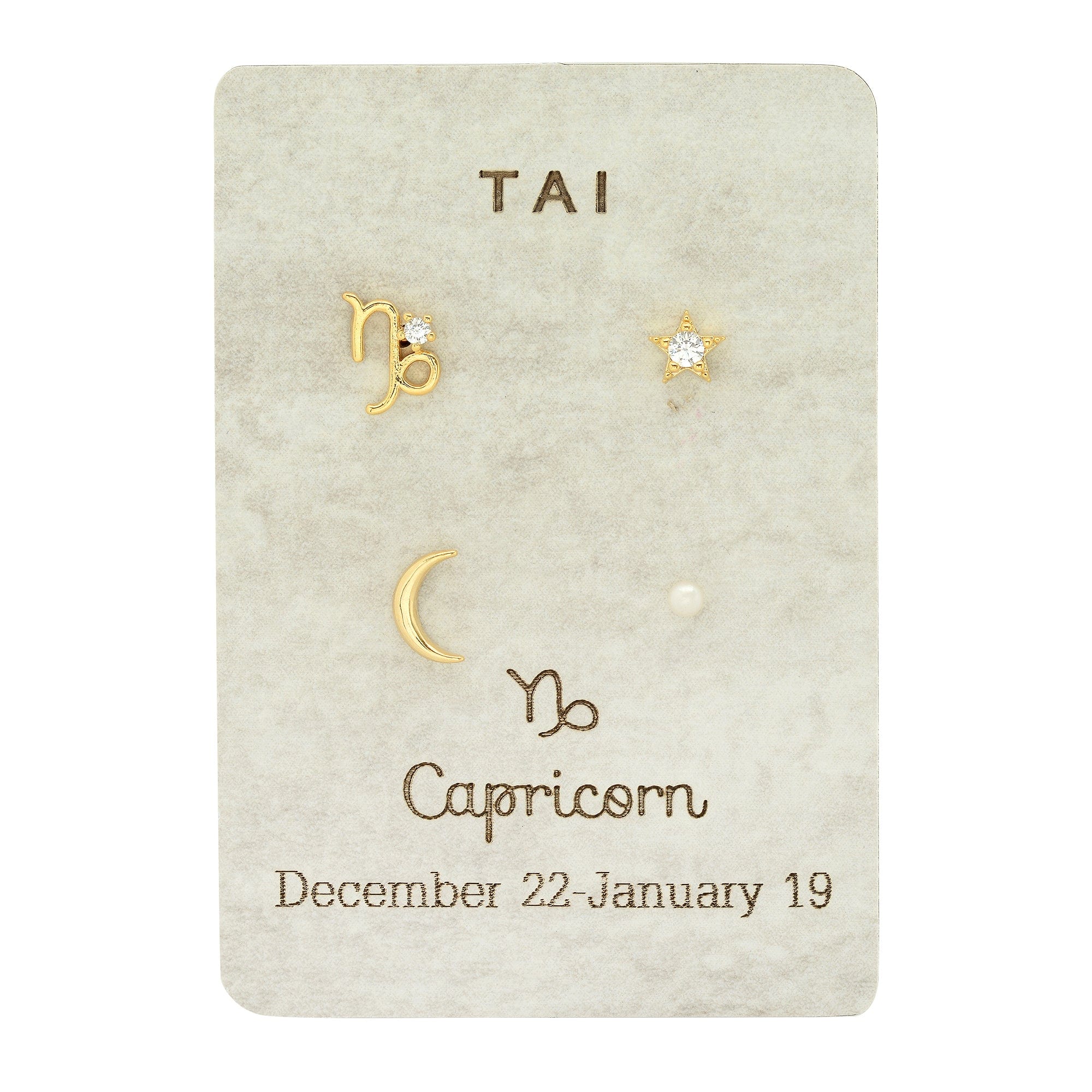 TAI JEWELRY Earrings Capricorn Zodiac Celestial Stud Pack
