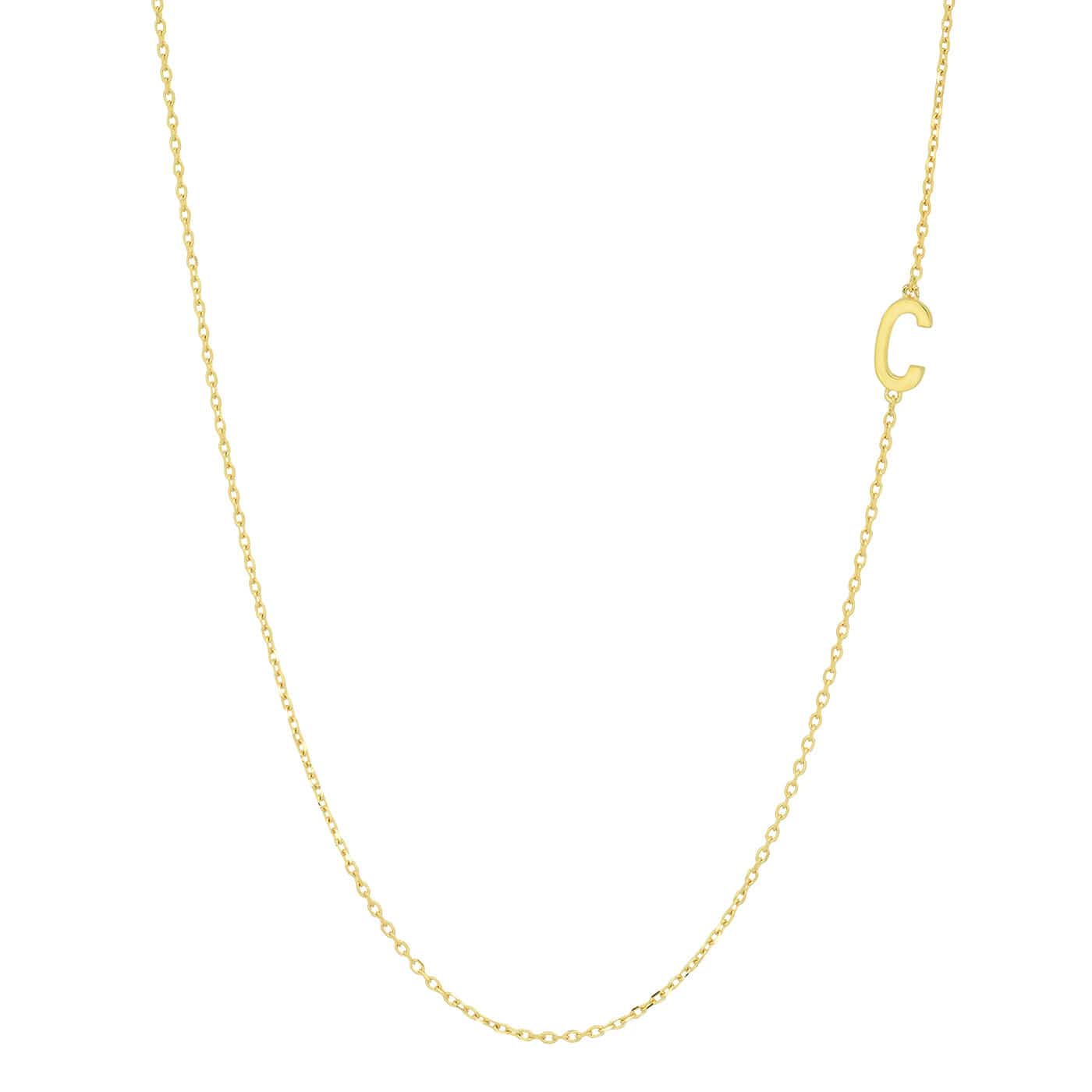TAI JEWELRY Necklace C 14k Sideways Monogram Necklace