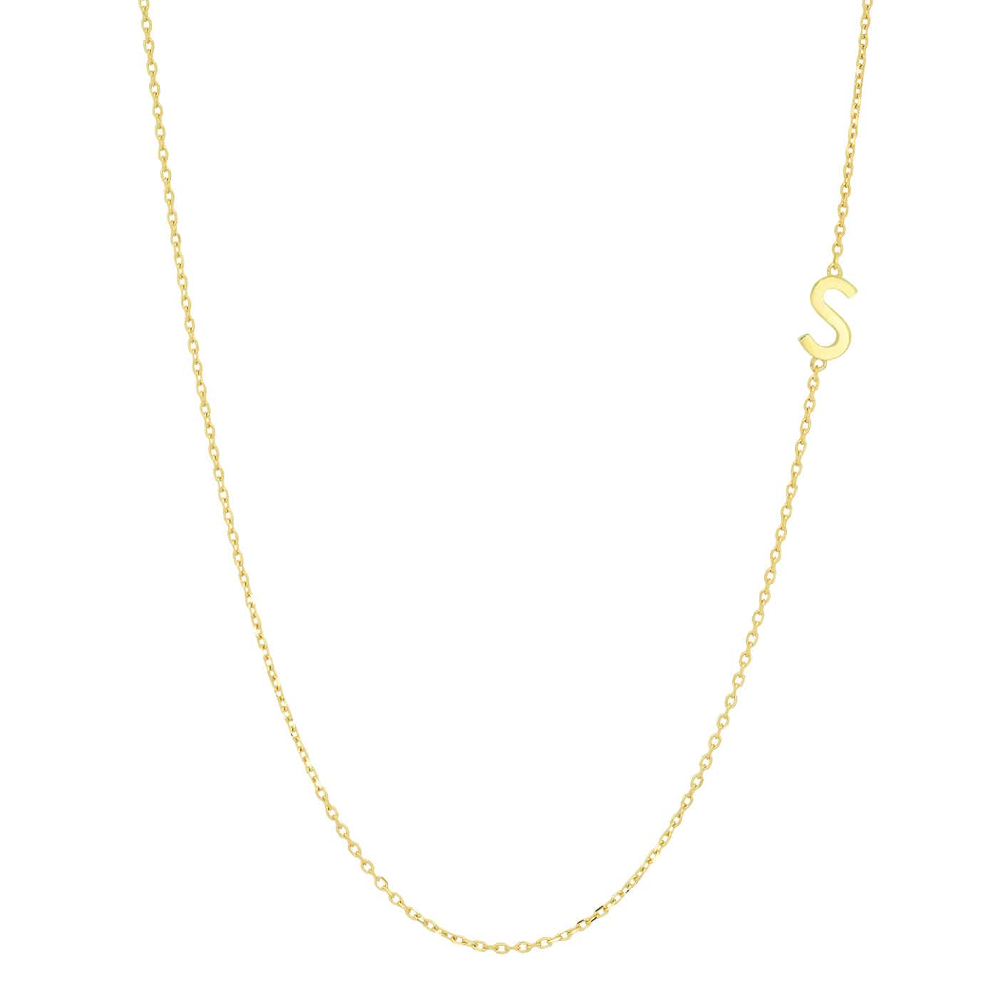 TAI JEWELRY Necklace S 14k Sideways Monogram Necklace