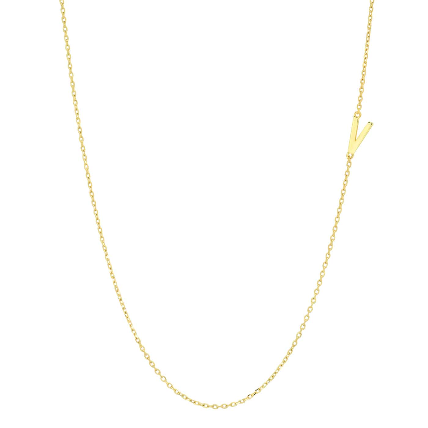 TAI JEWELRY Necklace V 14k Sideways Monogram Necklace