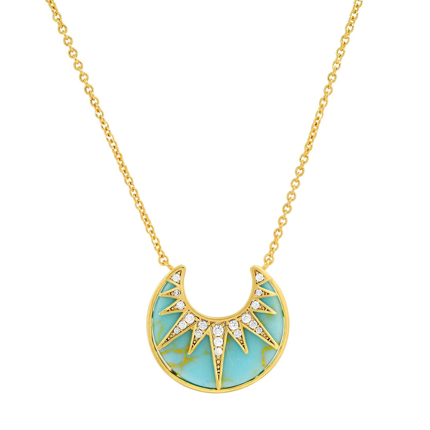 TAI JEWELRY Necklace Turquoise Art Deco Sunburst Necklace