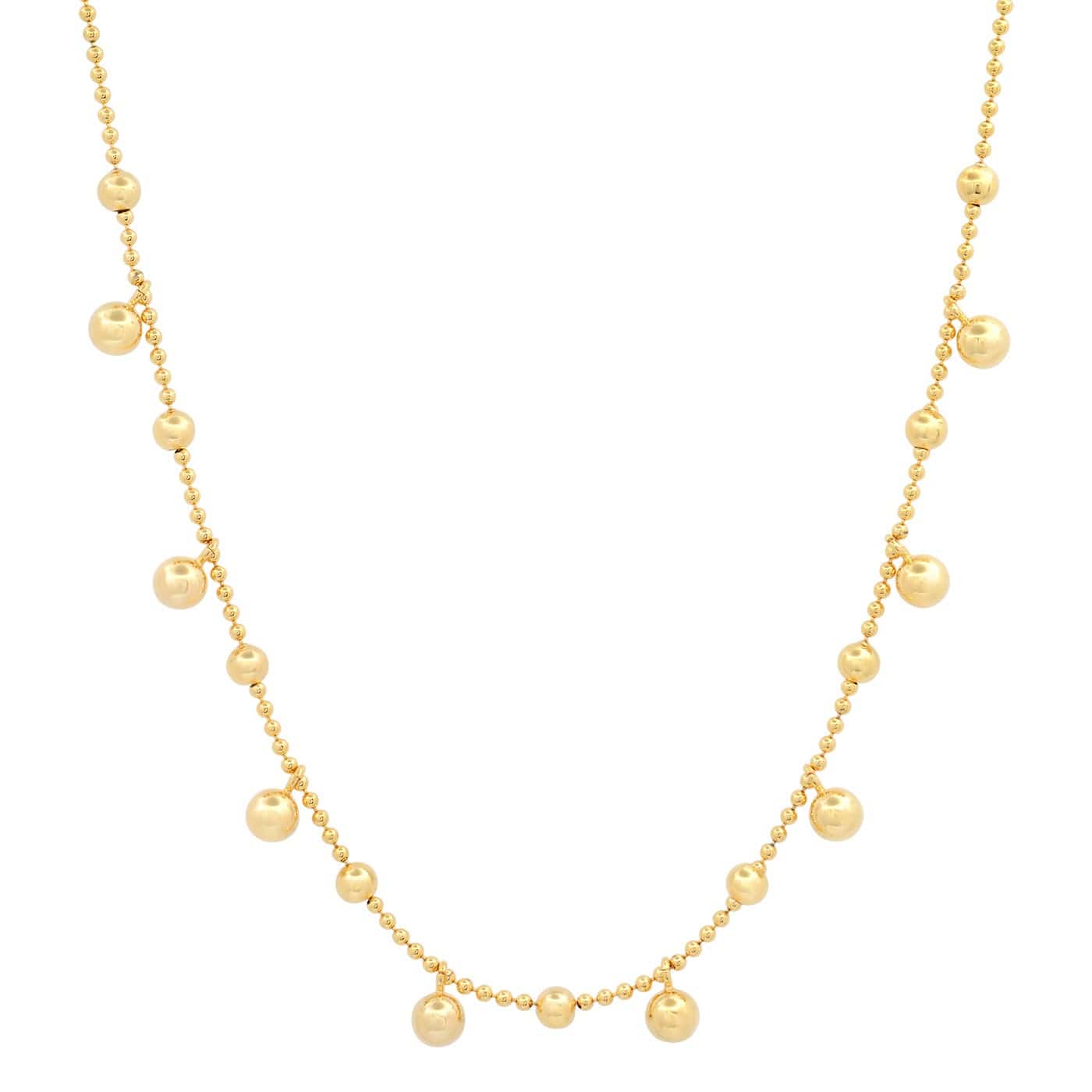 TAI JEWELRY Necklace Ball Chain with Gold Ball Charms