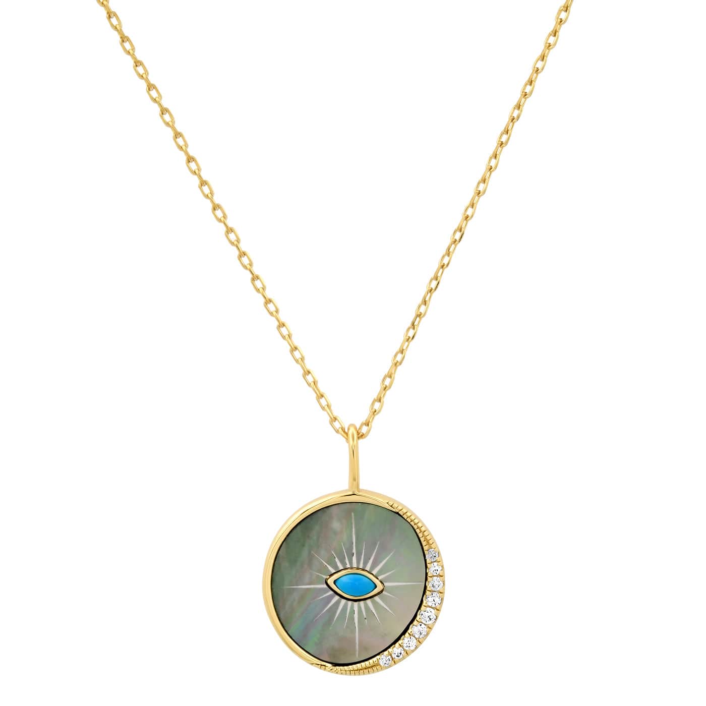 TAI JEWELRY Necklace Black Shell Evil Eye Pendant Necklace