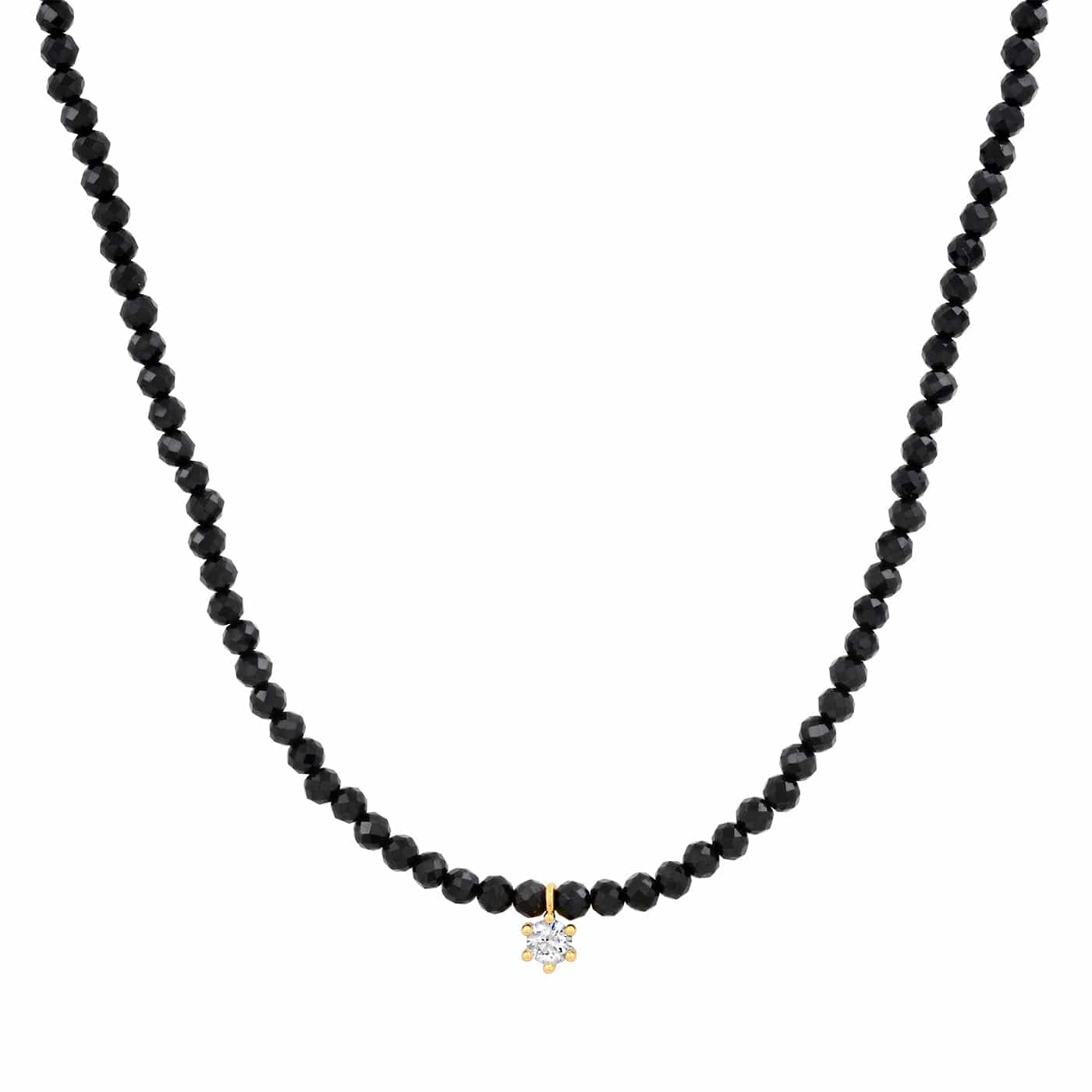 TAI JEWELRY Necklace Black Spinel Necklace with Single CZ Pendant