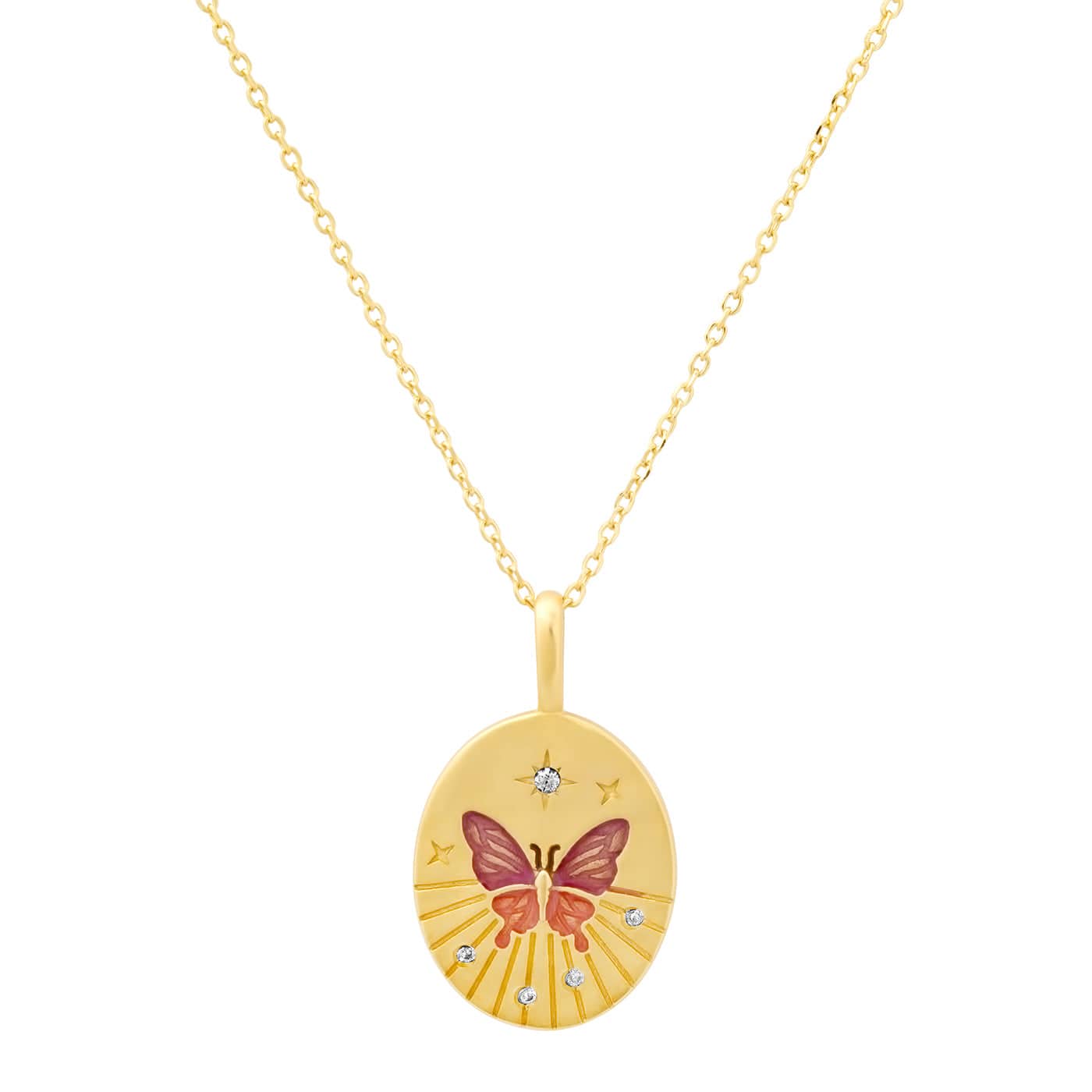 TAI JEWELRY Necklace Butterfly Coin Pendant Necklace