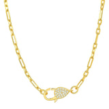 TAI JEWELRY Necklace Chainlink Necklace With Pavé Closure