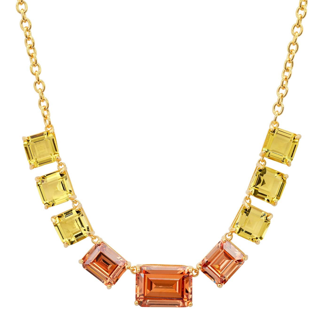 TAI JEWELRY Necklace GV/CHAM Chunky Emerald Cut Glass Stone Necklace