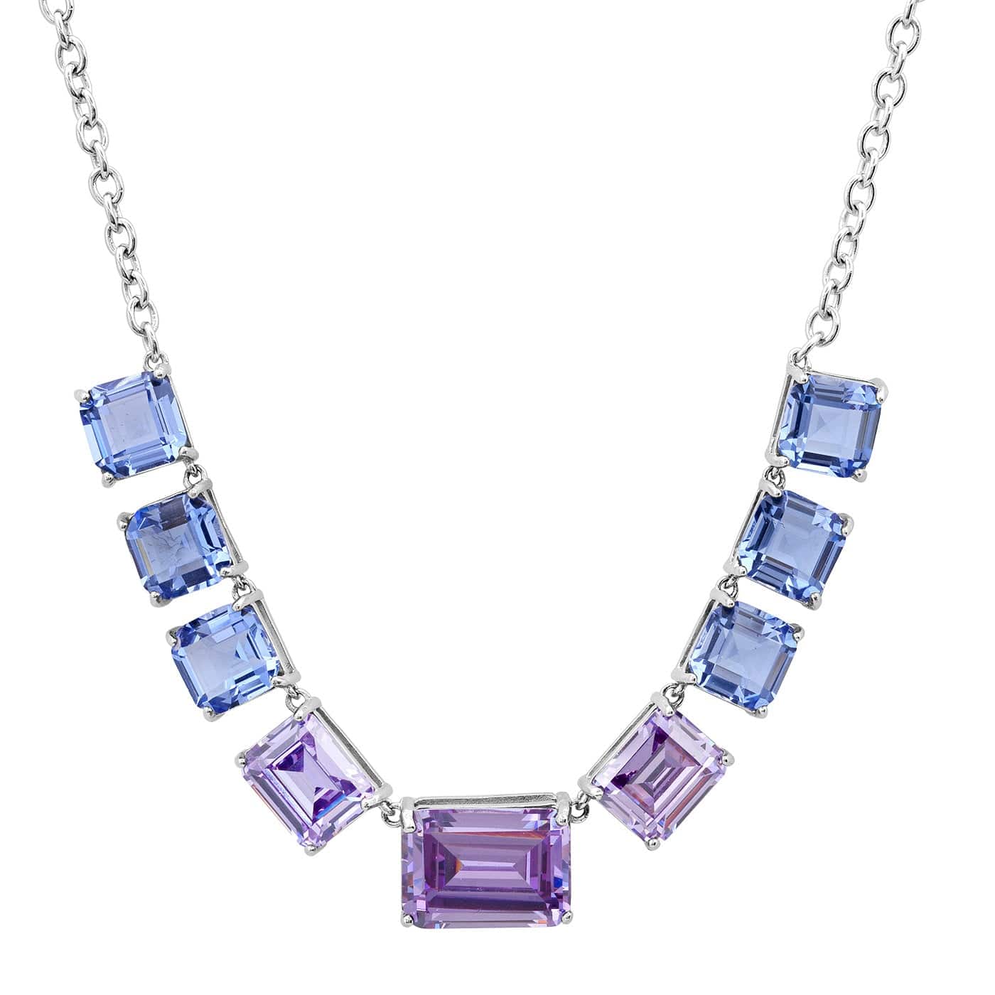 TAI JEWELRY Necklace SS/LAV Chunky Emerald Cut Glass Stone Necklace