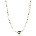 TAI JEWELRY Necklace Navy Cowrie Pearl Beaded Necklace