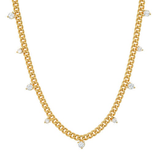 TAI JEWELRY Necklace Curb Chain With CZ Stations