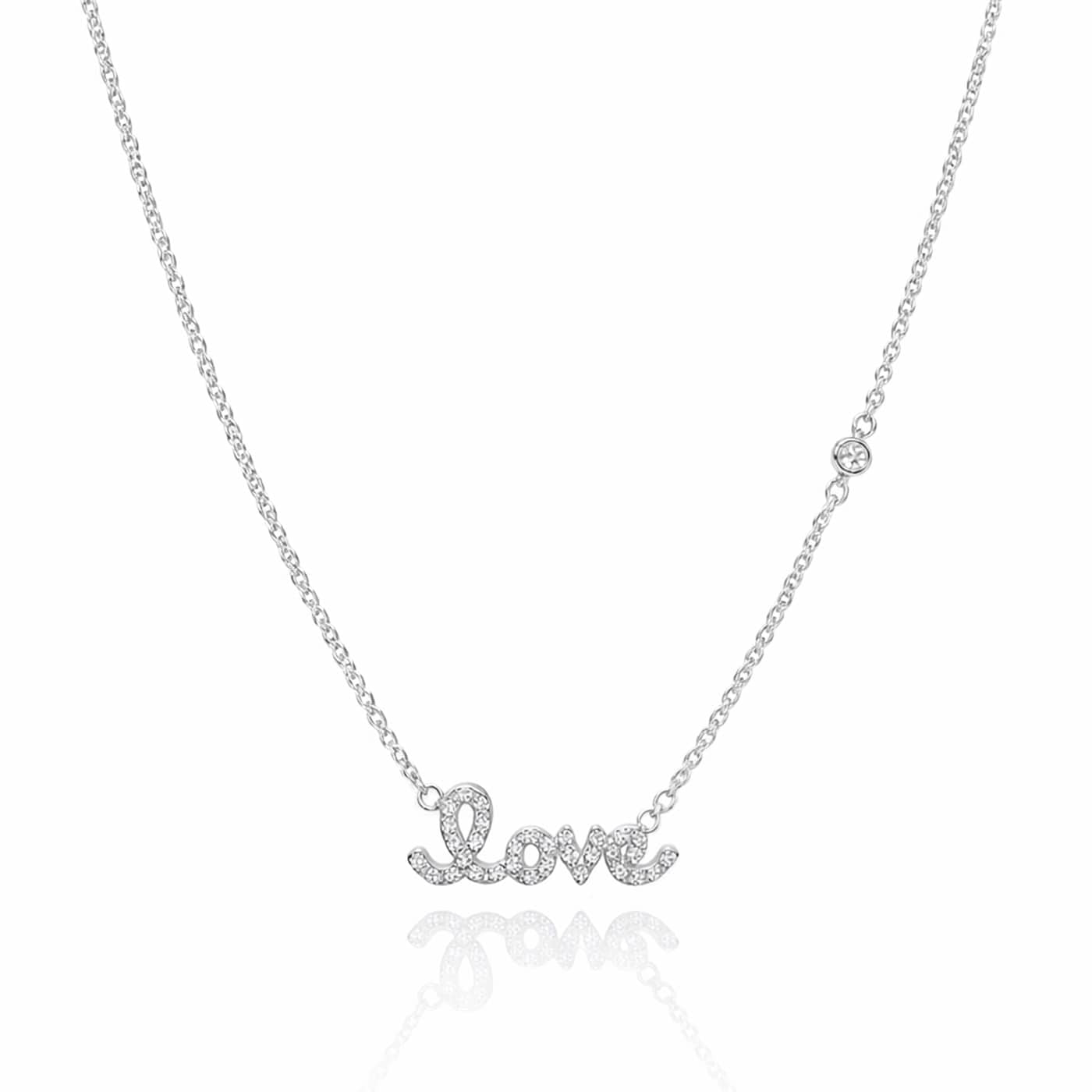 TAI JEWELRY Necklace Silver CZ Love Pendant Necklace