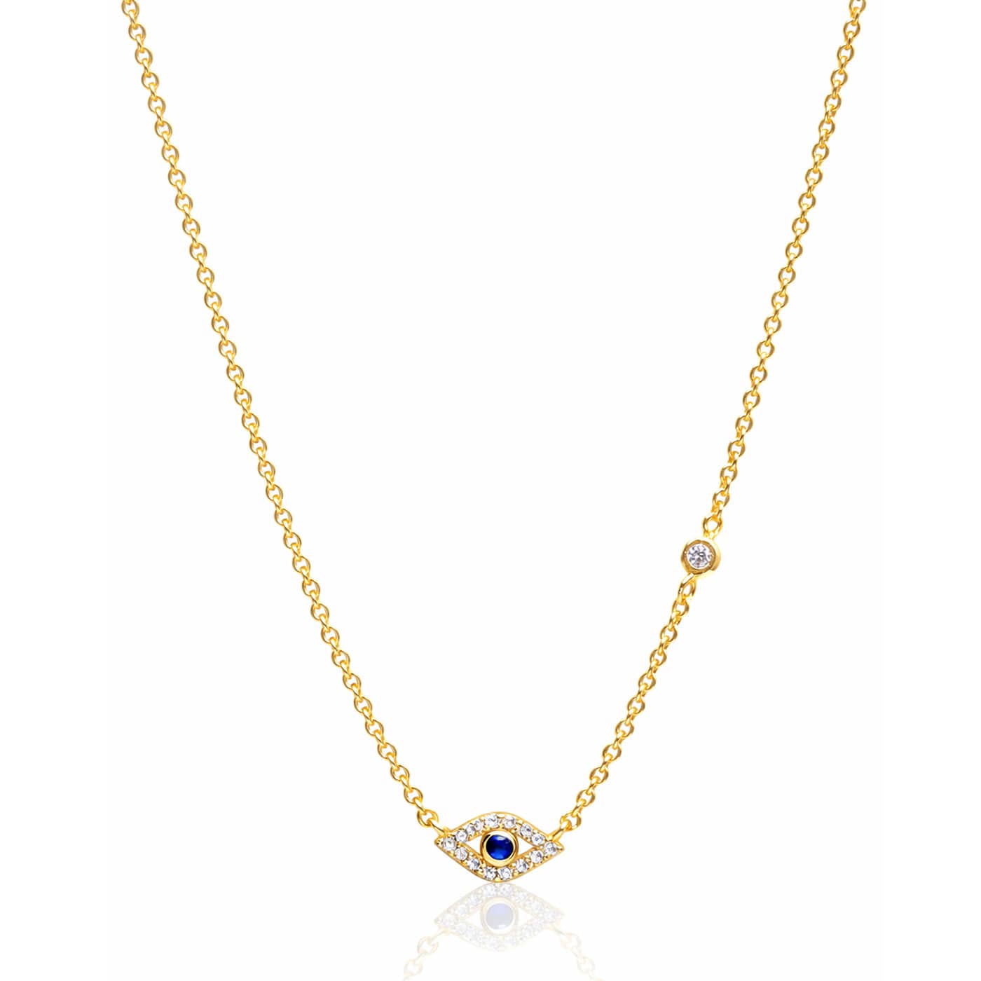TAI JEWELRY Necklace Gold CZ Mini Evil Eye Pendant Necklace