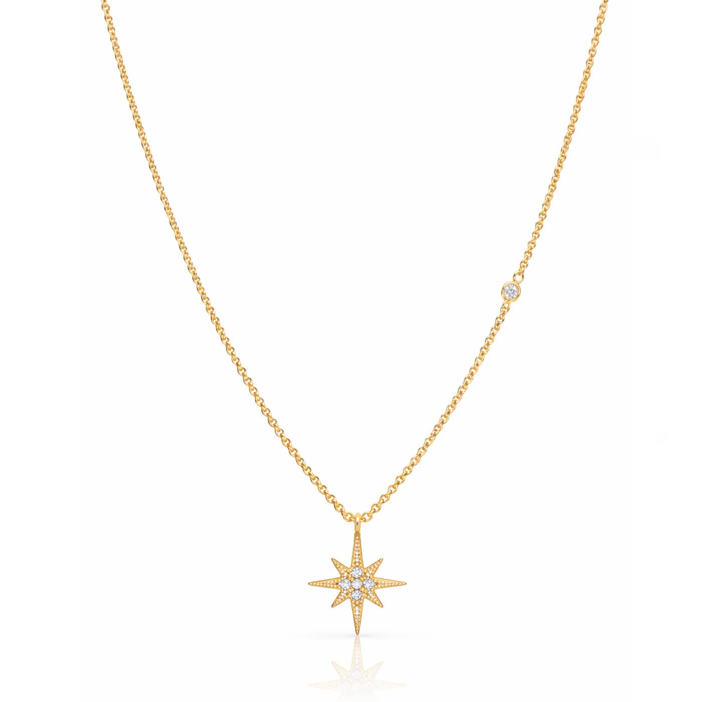 TAI JEWELRY Necklace GOLD CZ Starburst Pendant Necklace