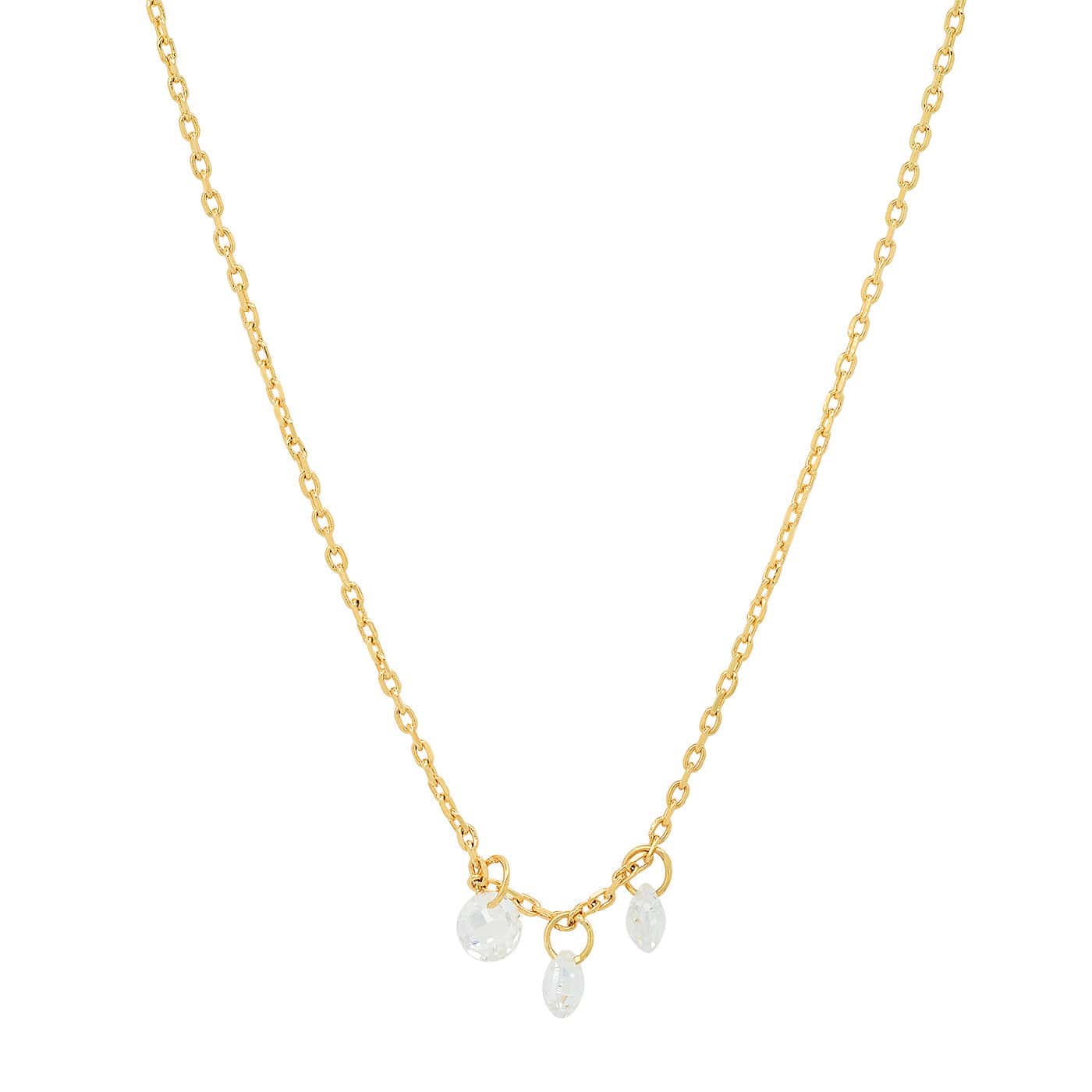 TAI JEWELRY Necklace Gold Delicate Chain Necklace With Three Floating Cz Stones