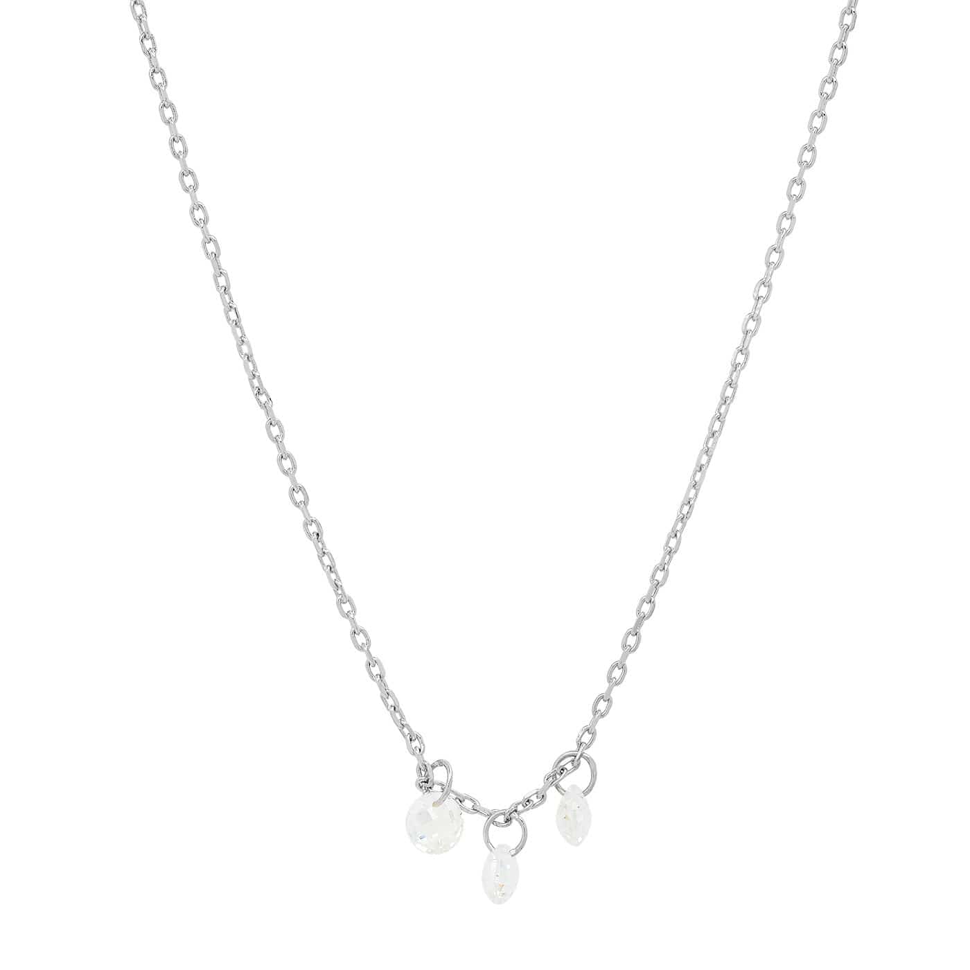 TAI JEWELRY Necklace Silver Delicate Chain Necklace With Three Floating Cz Stones