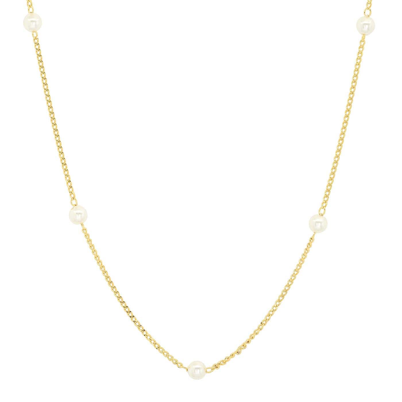 TAI JEWELRY Necklace Gold Vermeil Delicate Pearl Station Necklace