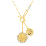 TAI JEWELRY Necklace Scorpio Double Coin Pendant Zodiac And Constellation Necklace