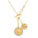 TAI JEWELRY Necklace Taurus Double Coin Pendant Zodiac And Constellation Necklace