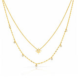 TAI JEWELRY Necklace Gold Double Layer Starburst Necklace