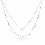 TAI JEWELRY Necklace Silver Double Layer Starburst Necklace