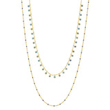TAI JEWELRY Necklace Blue Double-Layered Ball Chain Necklace With Cz Accents