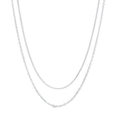 TAI JEWELRY Necklace Silver Double Link And Snake Chain Necklace