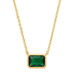 TAI JEWELRY Necklace Emerald East West Bezel Center Stone Necklace