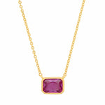TAI JEWELRY Necklace Pink East West Bezel Center Stone Necklace