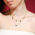 TAI JEWELRY Necklace Emerald and CZ Dangle Necklace