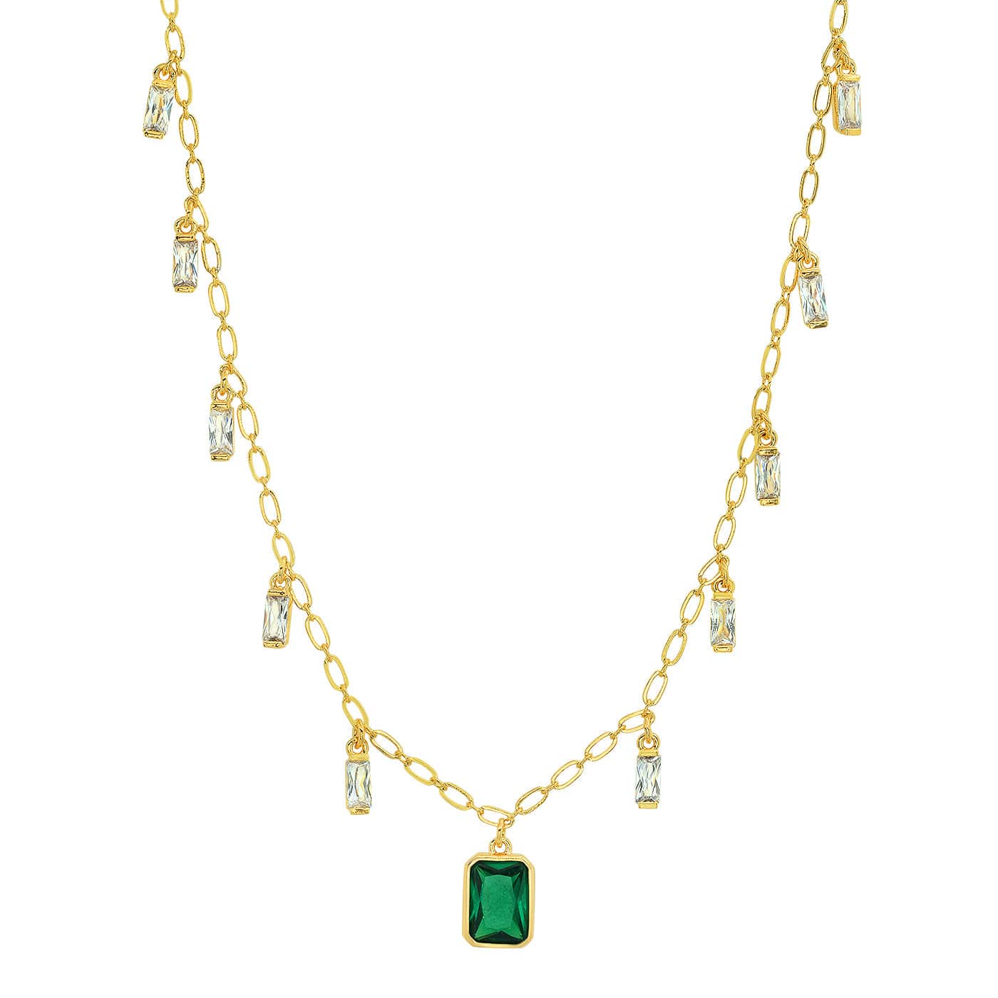 TAI JEWELRY Necklace Emerald Baguette Dangle Necklace