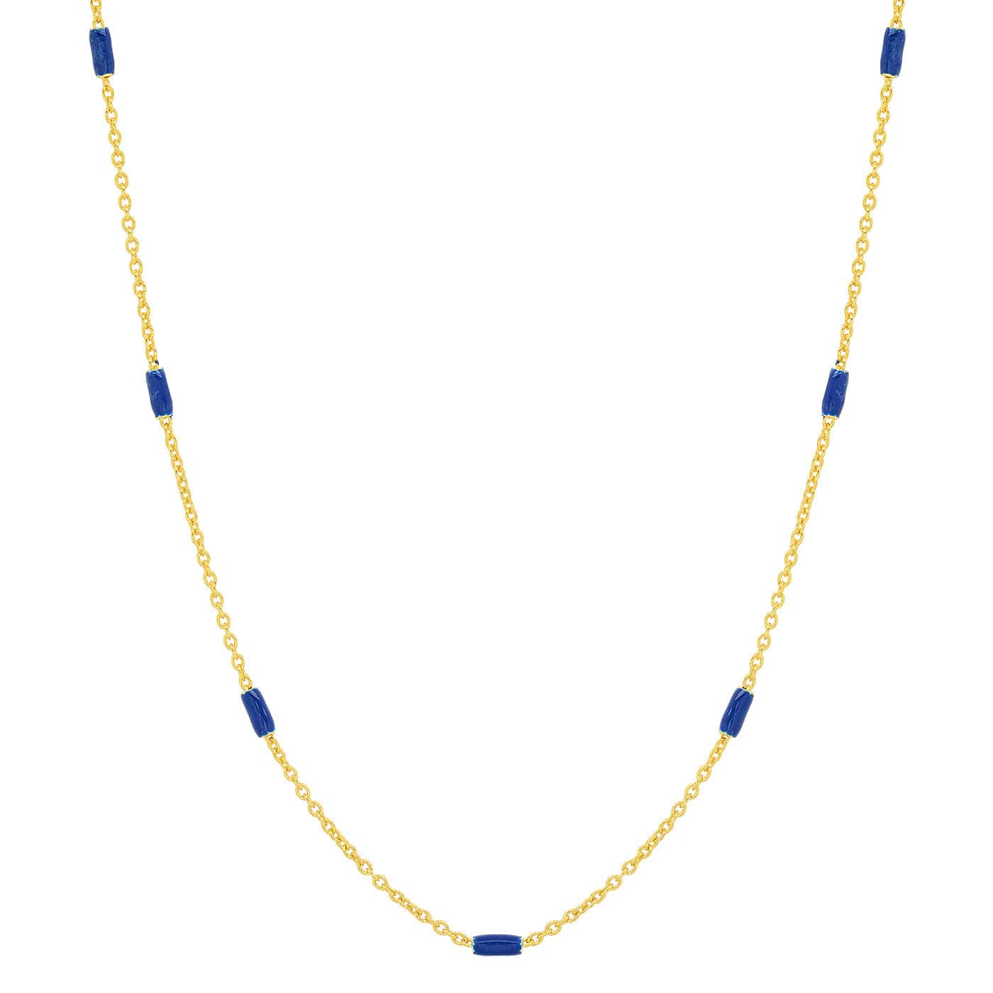 TAI JEWELRY Necklace Navy Enamel Bead Chain