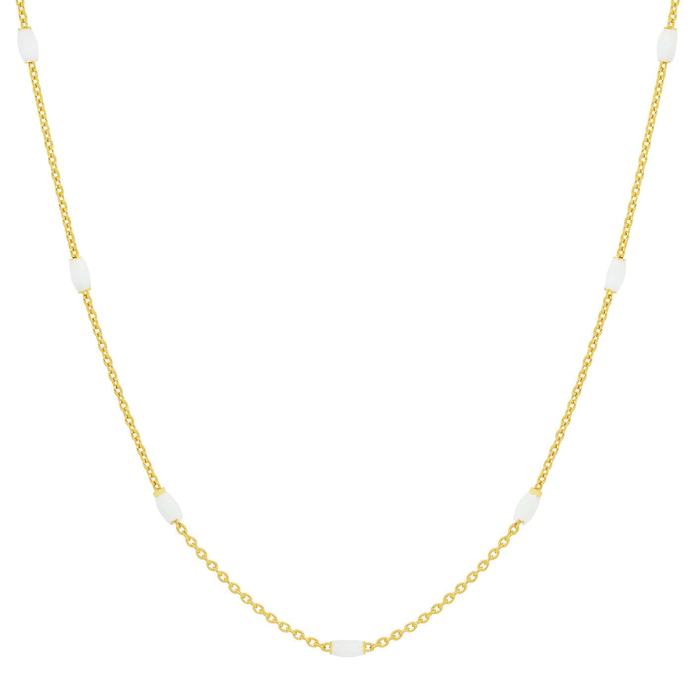 TAI JEWELRY Necklace White Enamel Bead Chain