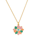 TAI JEWELRY Necklace Enamel Evil Eye Necklace With Flower Accent