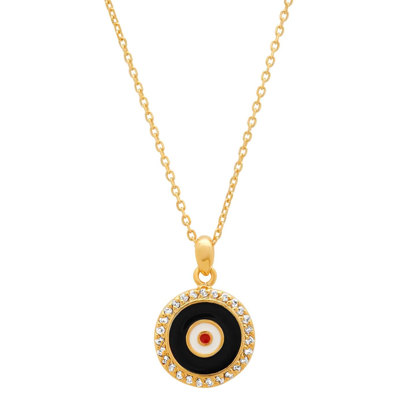 TAI JEWELRY Necklace Black/Ivory Enamel Medium Round Eye Pendant