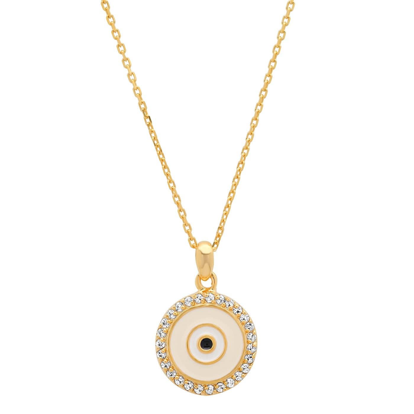 TAI JEWELRY Necklace Ivory Enamel Medium Round Eye Pendant