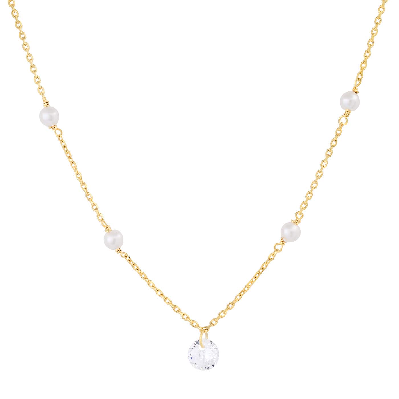 TAI JEWELRY Necklace Floating Pearl & CZ Necklace