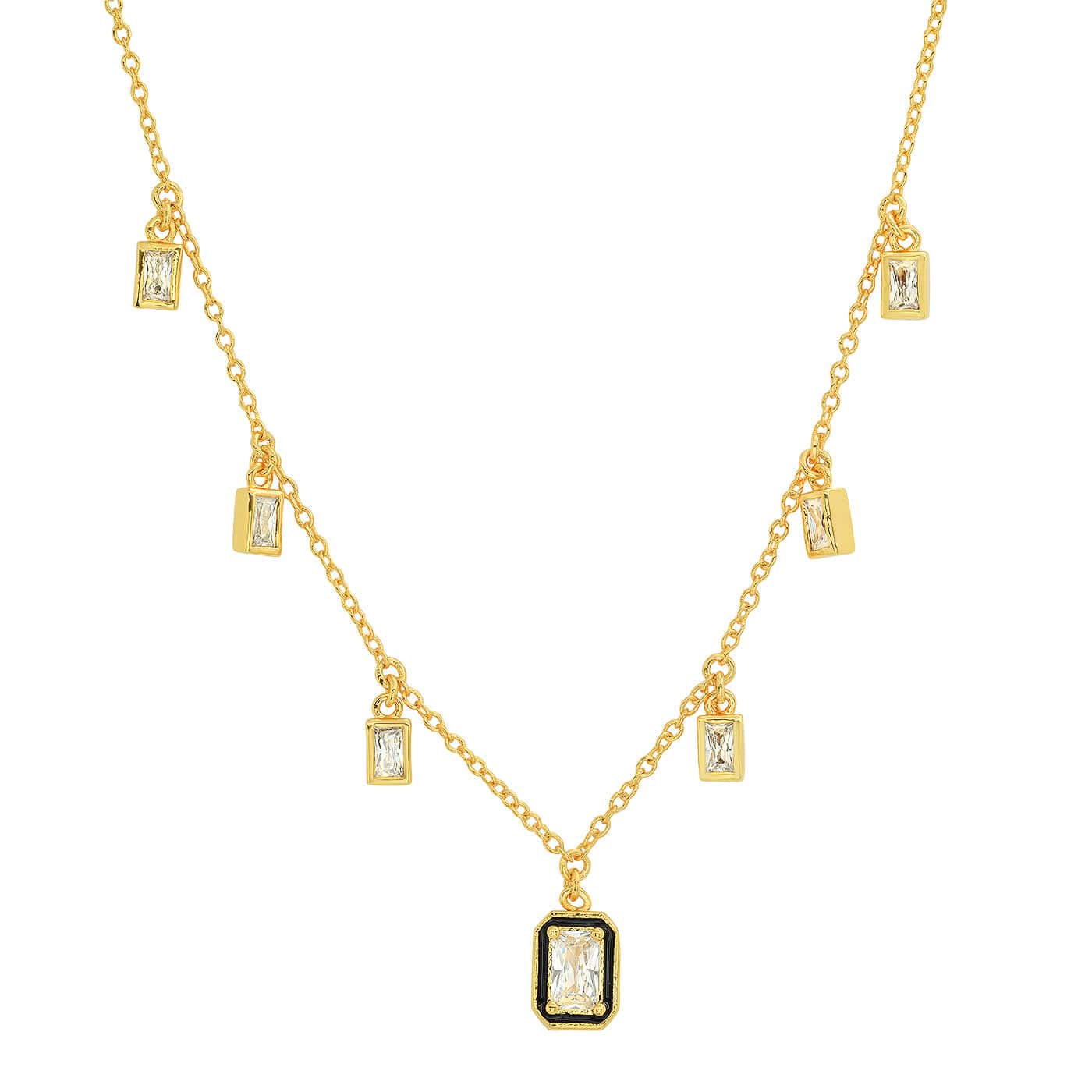 TAI JEWELRY Necklace Gold Baguette Dangle Necklace