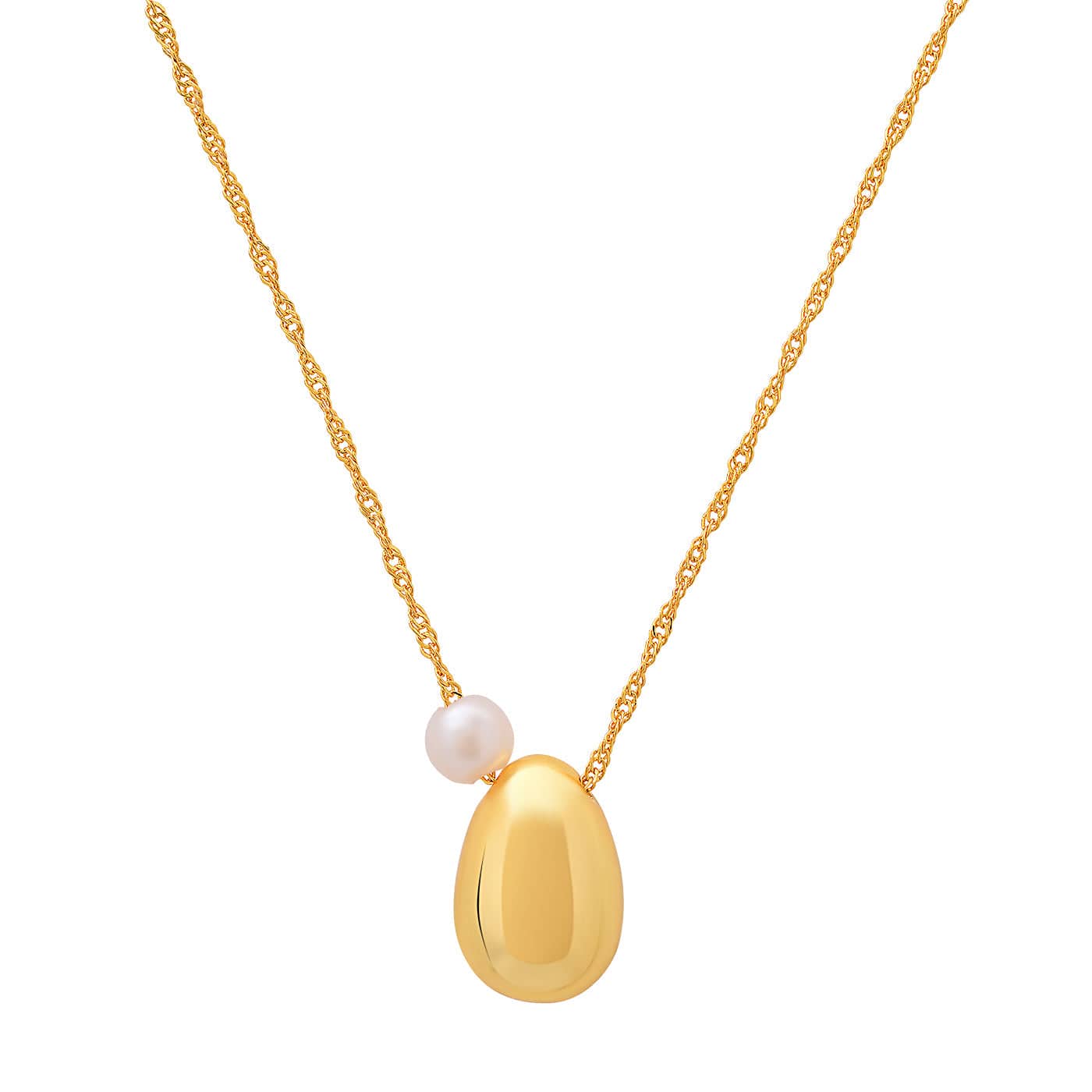 TAI JEWELRY Necklace Gold Bean Necklace with Pearl Accent