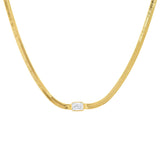 TAI JEWELRY Necklace CLEAR Gold Herringbone Chain with Center Stone
