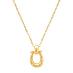 TAI JEWELRY Necklace Gold Horseshoe Necklace with Embedded CZ Stones