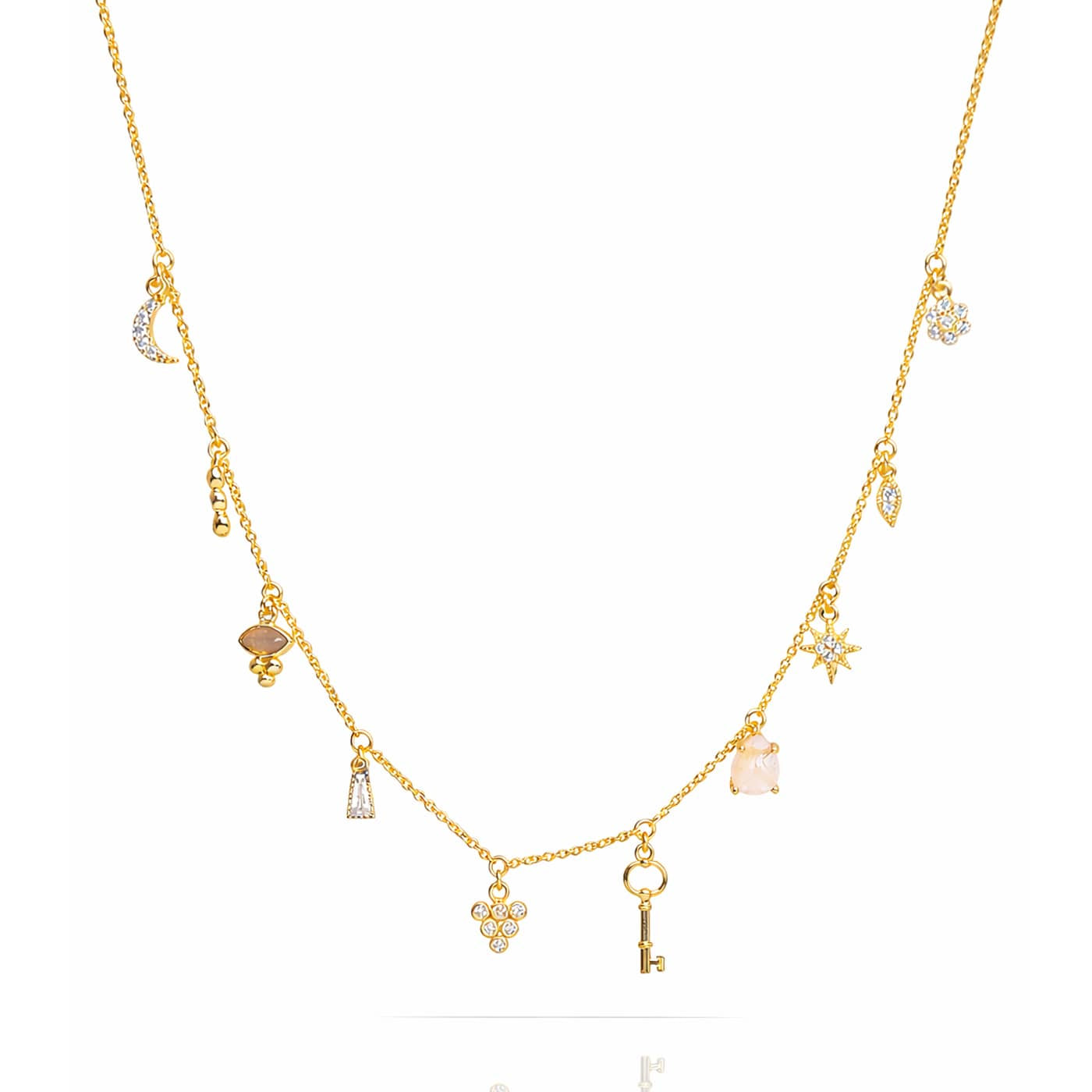 TAI JEWELRY Necklace Gold Necklace With Stationed Charms