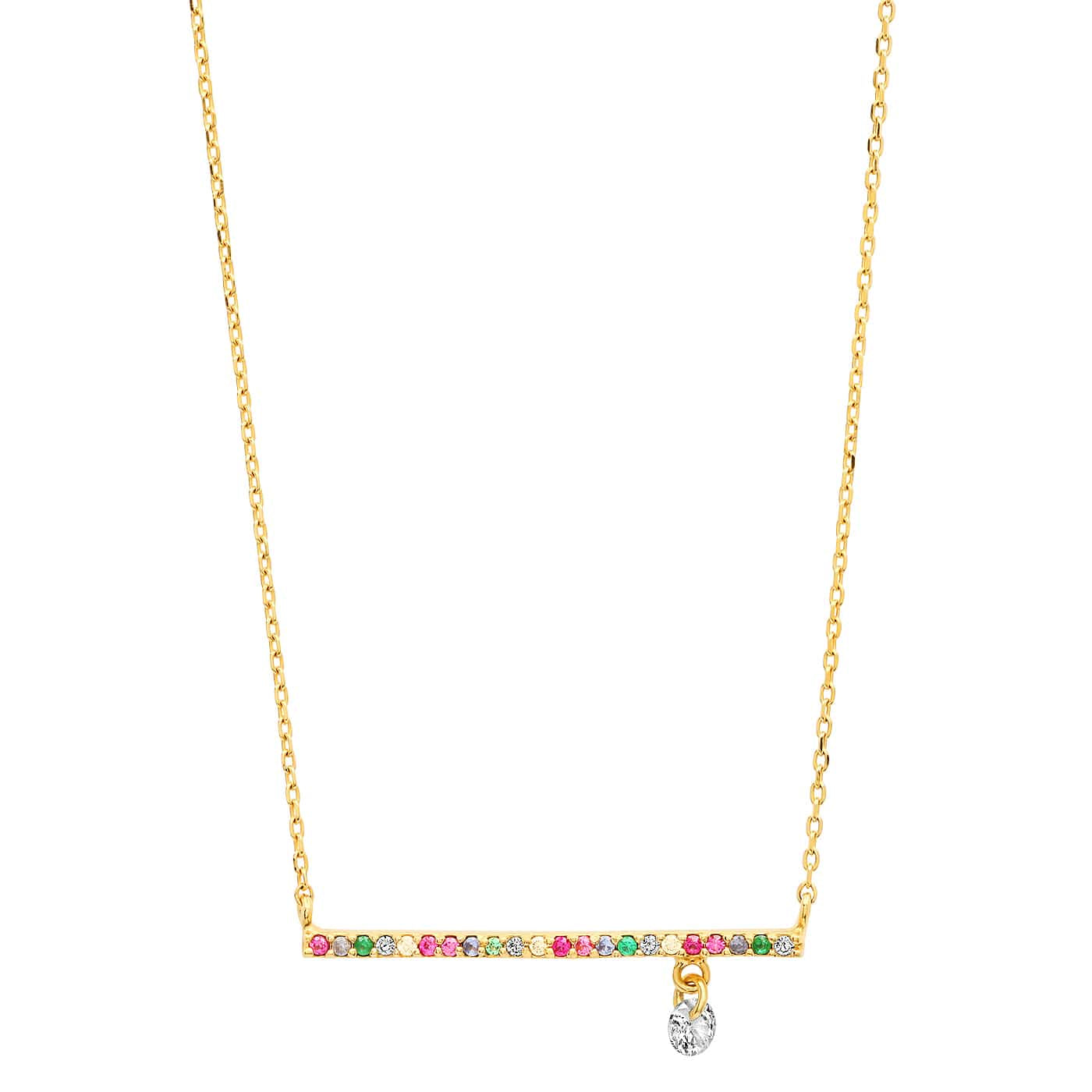 TAI JEWELRY Necklace Gold-Plated Sterling Silver CZ Necklace – Ruby Red Stone