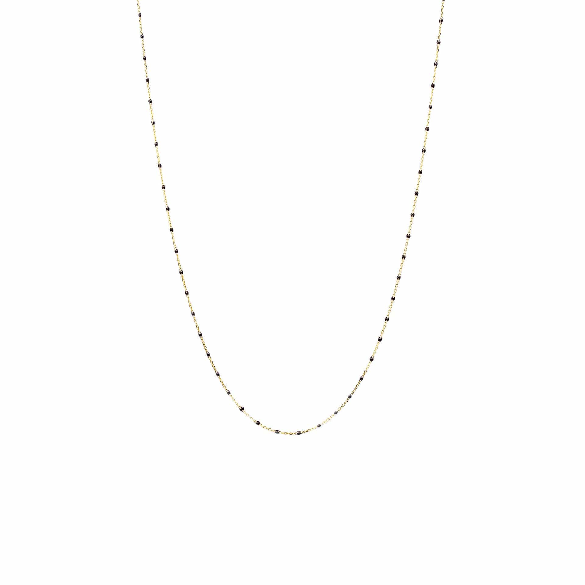 TAI JEWELRY Necklace Gold Vermeil 34" Enamel Beaded Necklace (Black)