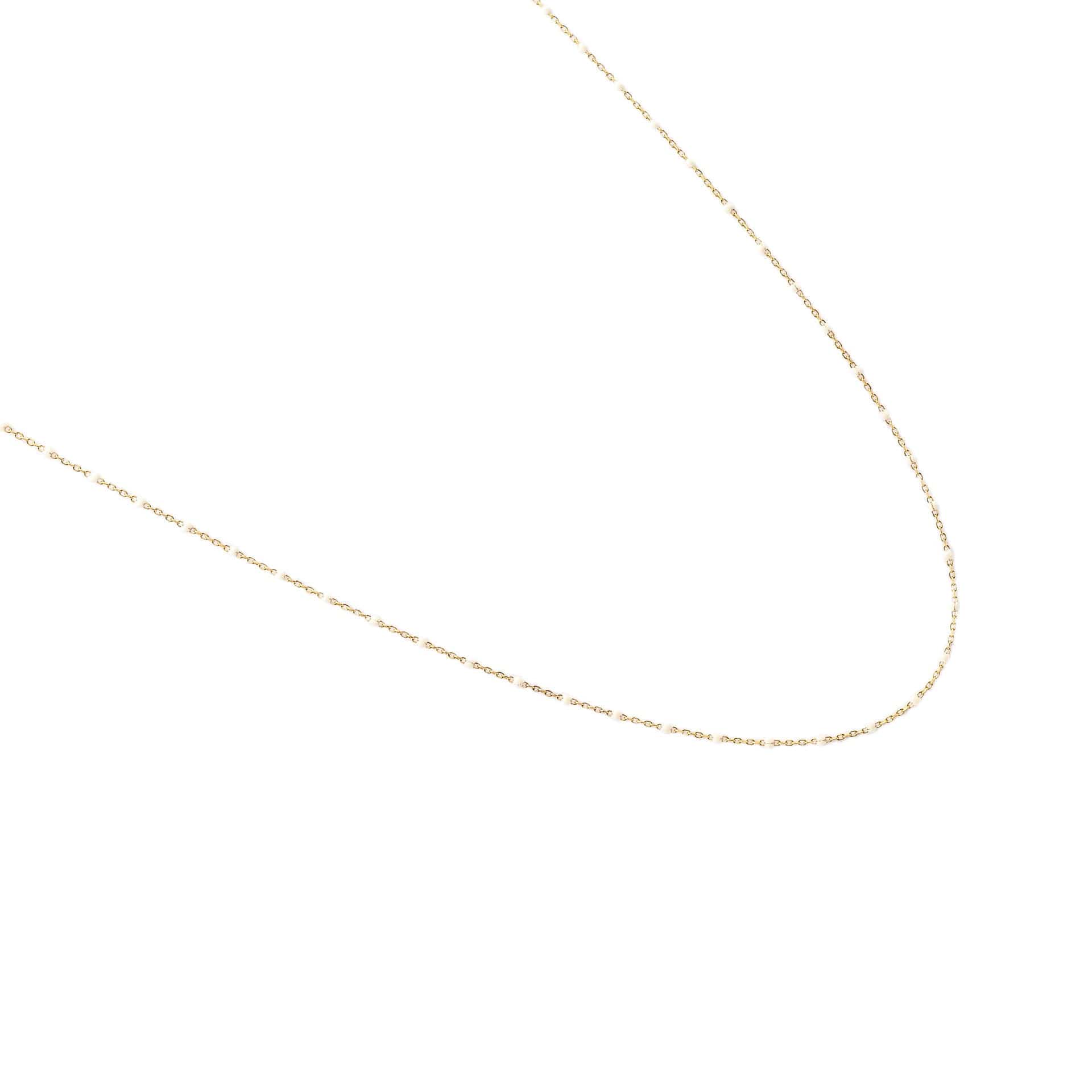 TAI JEWELRY Necklace Gold Vermeil 34" Enamel Beaded Necklace (White)